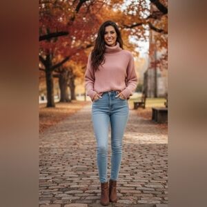Ambiance Pink Cowl Neck Sweater